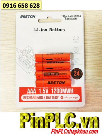 Beston 3AN-32/1200mWh, Pin sạc Lithium Li-ion 1.5v 3AN-32 (AAA 1200mWh =800mAh) /Vỉ 4 viên